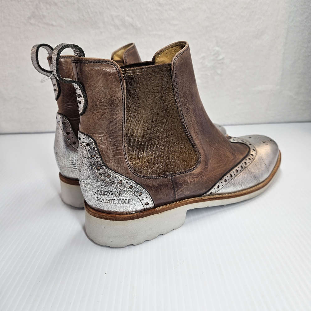 Melvin & Hamilton Amelie Brown Silver Chelsea Boots EU 40 US 9 - Picture 6 of 11